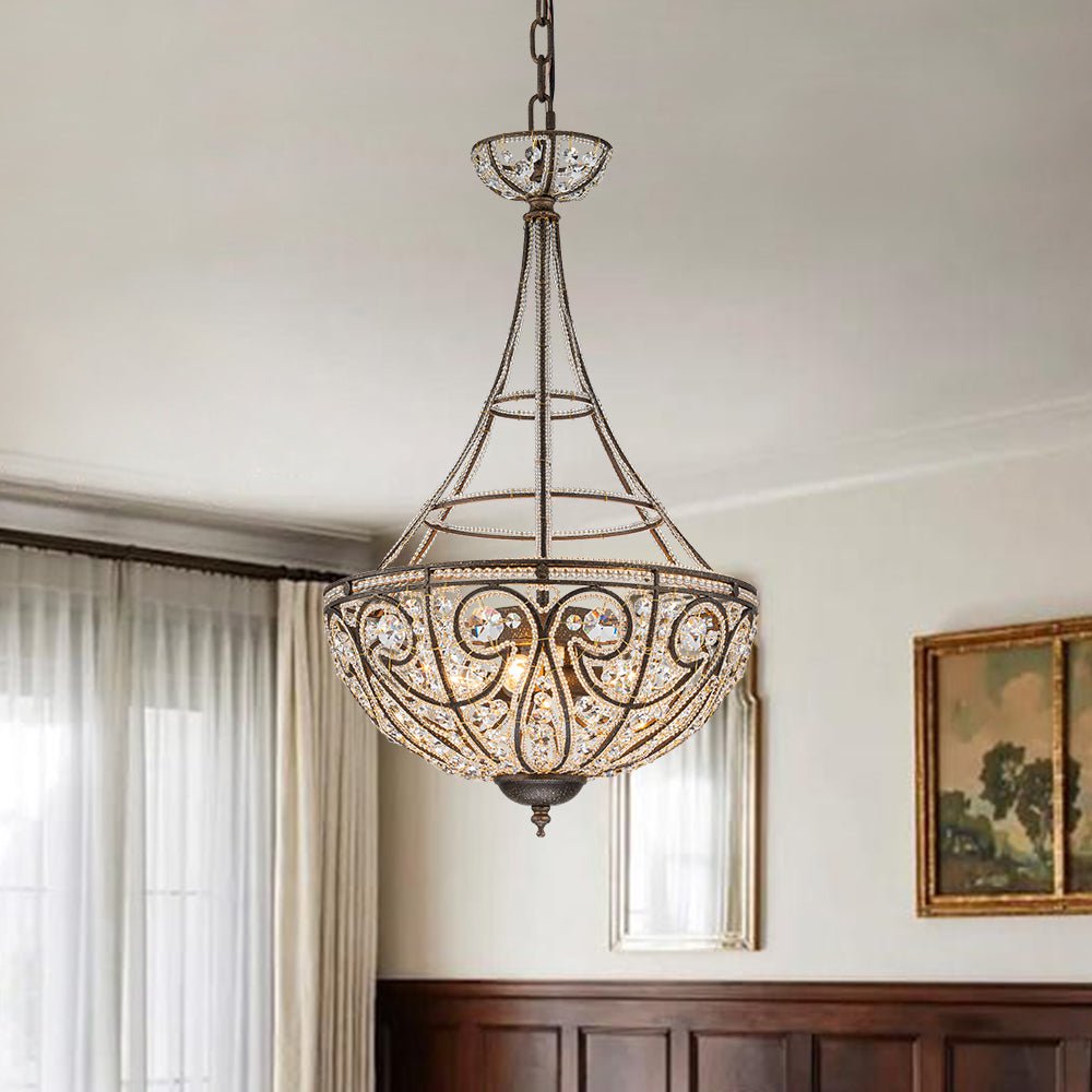 Rayne Victorian Antique Bronze Crystal Chandelier