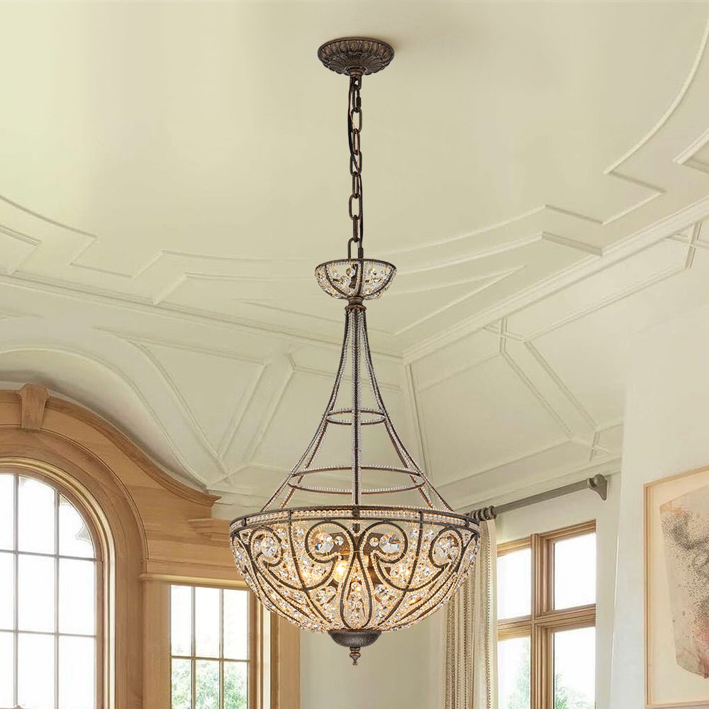 Rayne Victorian Antique Bronze Crystal Chandelier