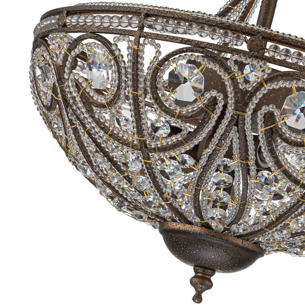 Vatnuli Traditional Antique Crystal Semi Flush Light