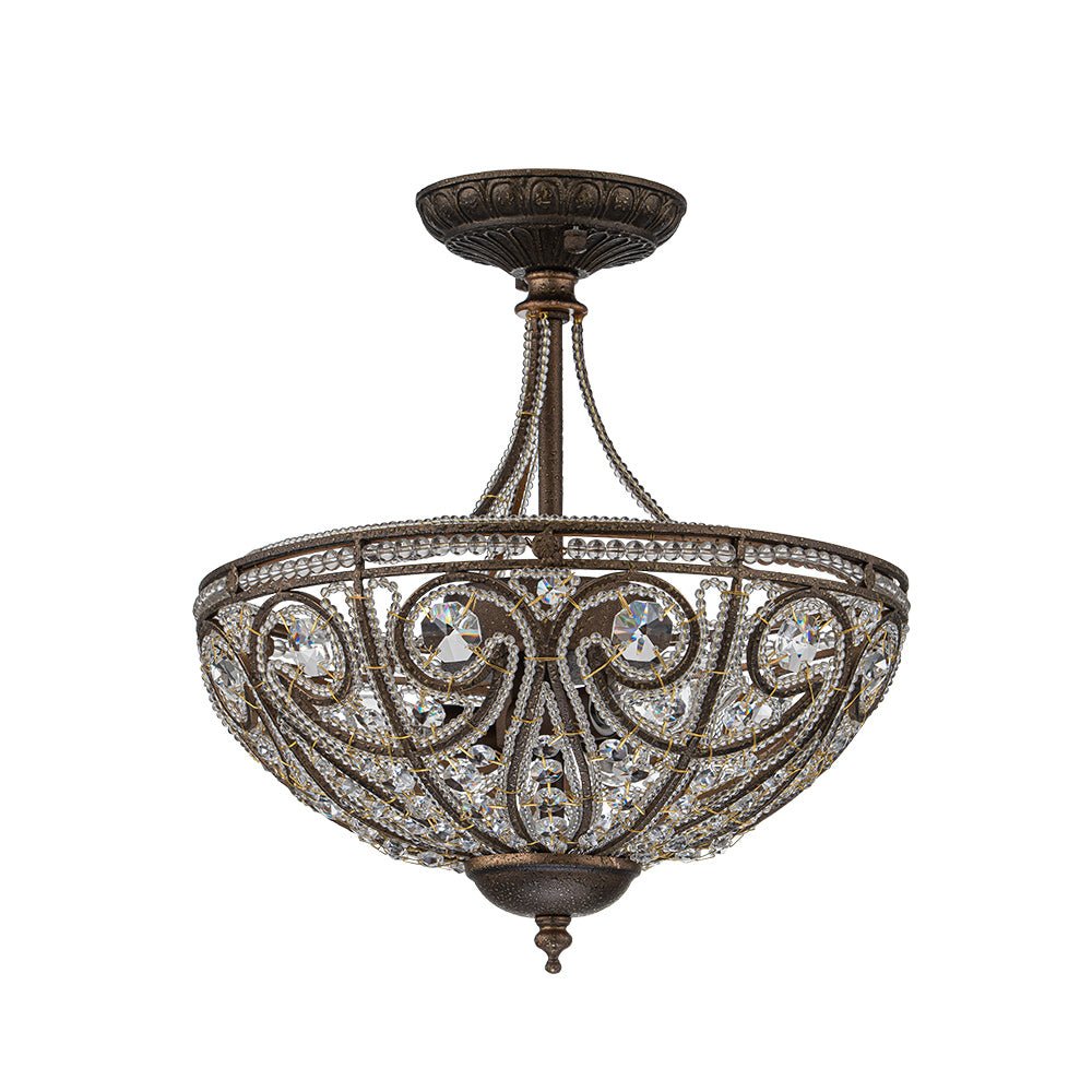 Vatnuli Traditional Antique Crystal Semi Flush Light