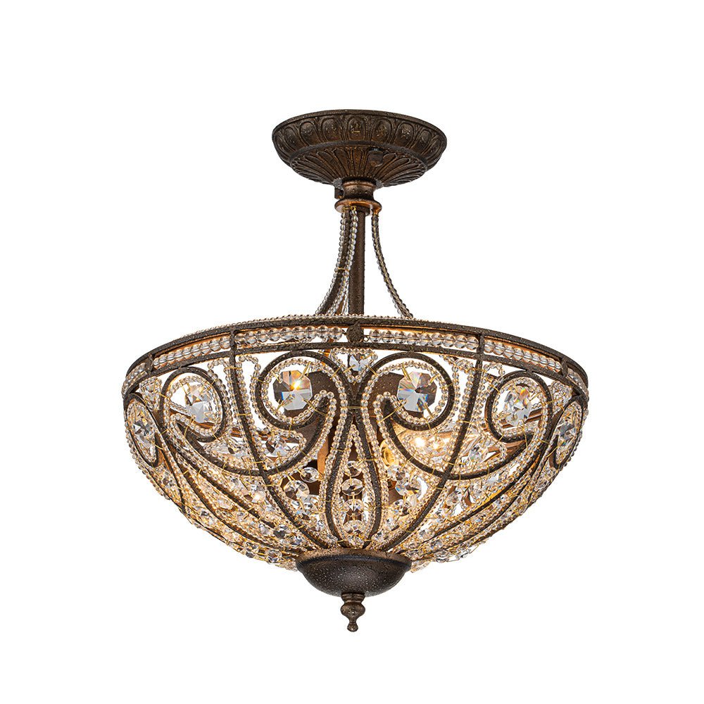 Vatnuli Traditional Antique Crystal Semi Flush Light