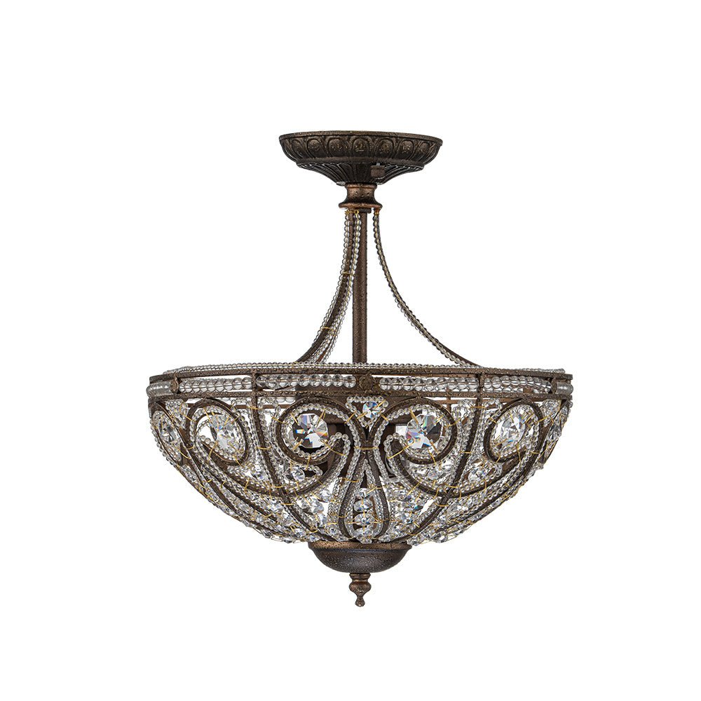 Vatnuli Traditional Antique Crystal Semi Flush Light