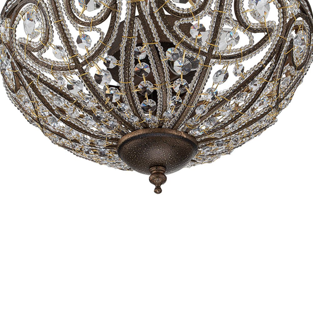 Vatnuli Traditional Antique Crystal Semi Flush Light