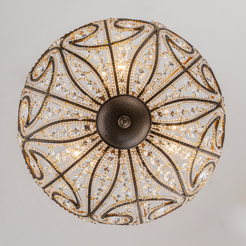 Vatnuli Traditional Antique Crystal Semi Flush Light