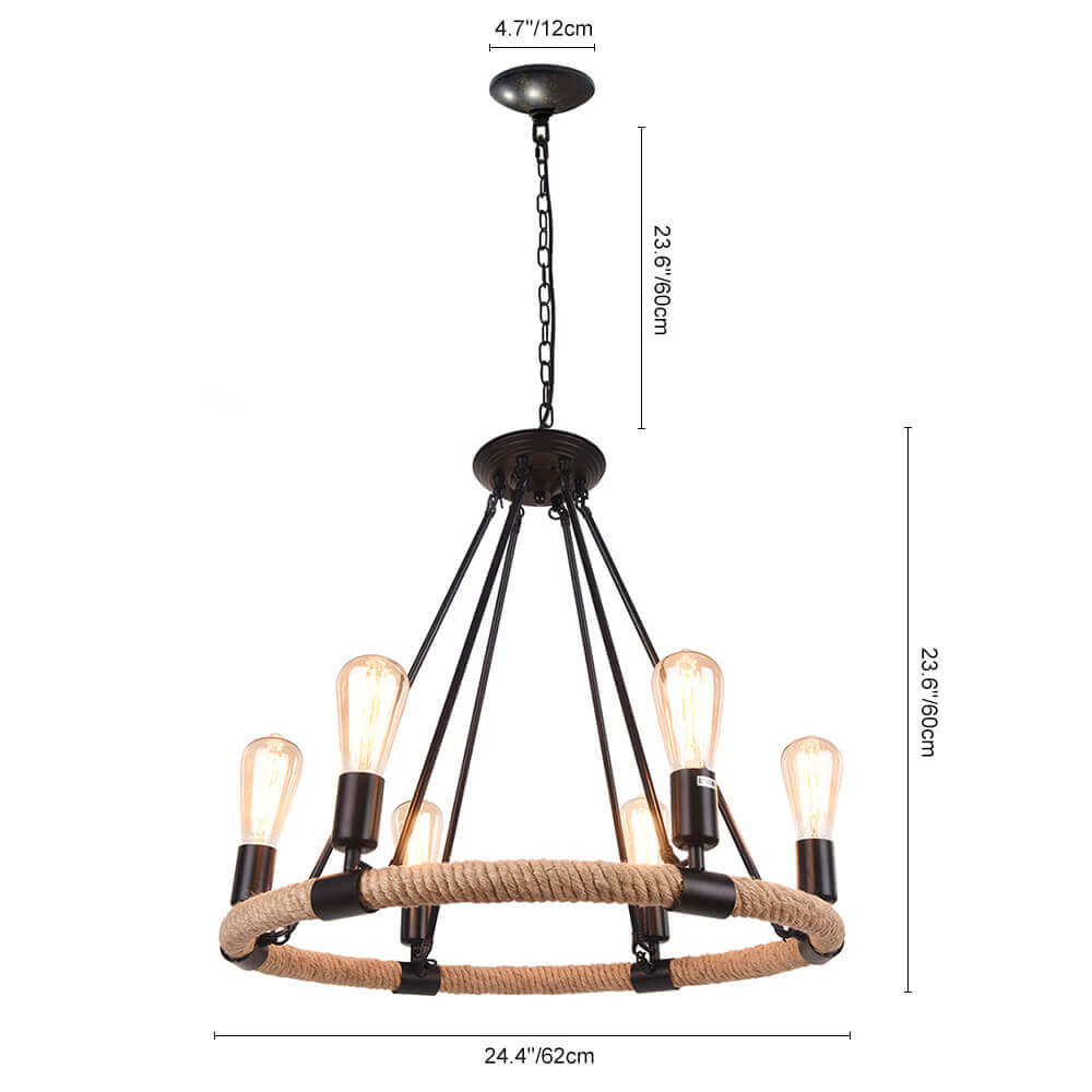 Vintage Metal Rope Chandelier
