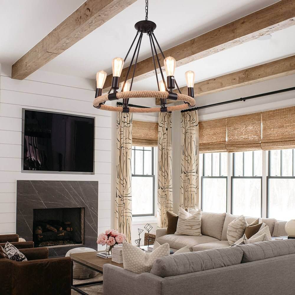 Vintage Metal Rope Chandelier