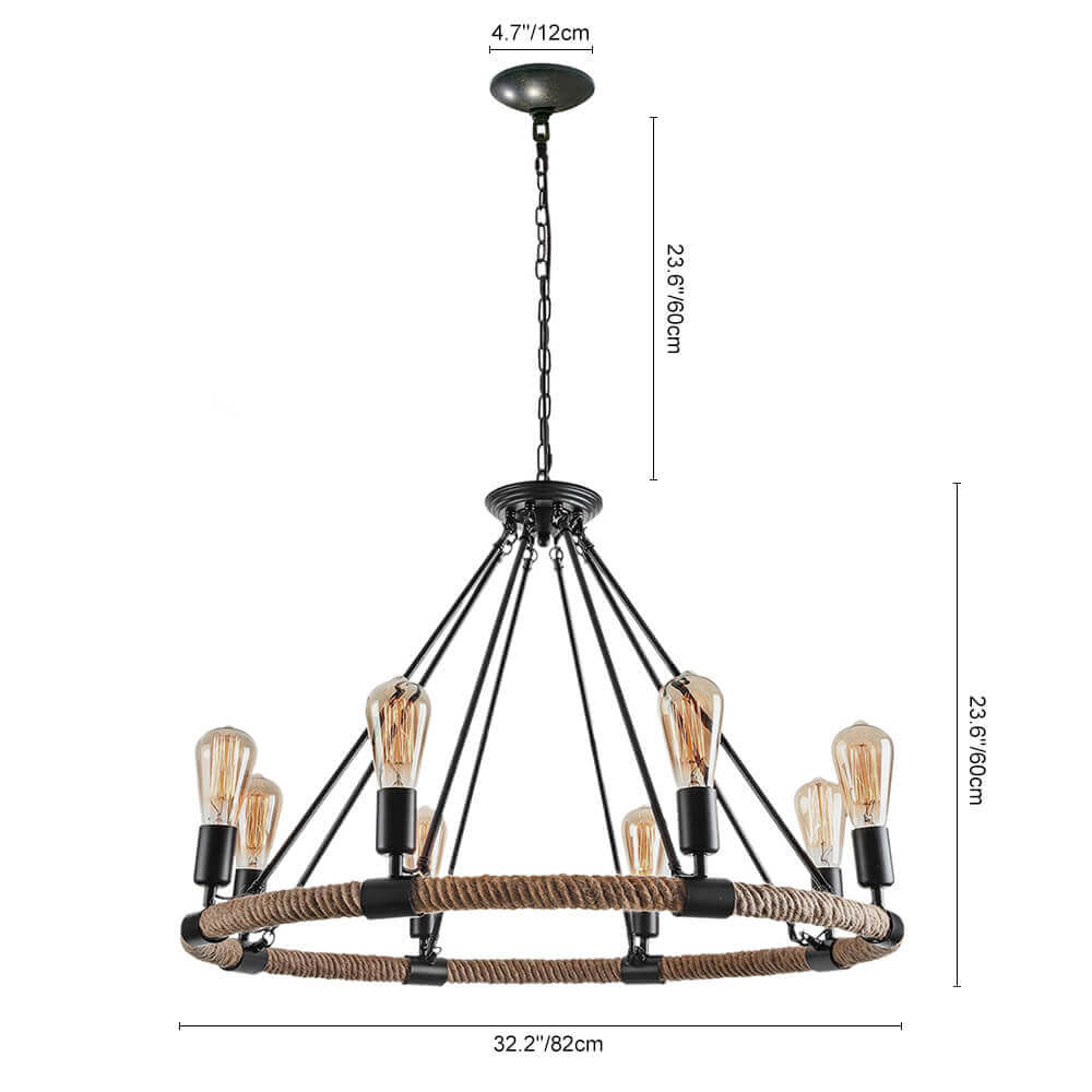 Vintage Metal Rope Chandelier