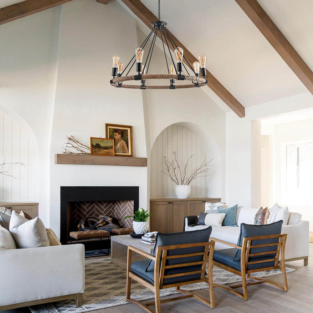 Vintage Metal Rope Chandelier