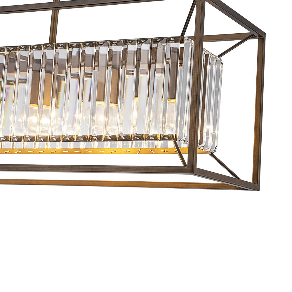 Jarnbruvyr Vintage Italy Glam Rectangular Linear Crystal Chandelier