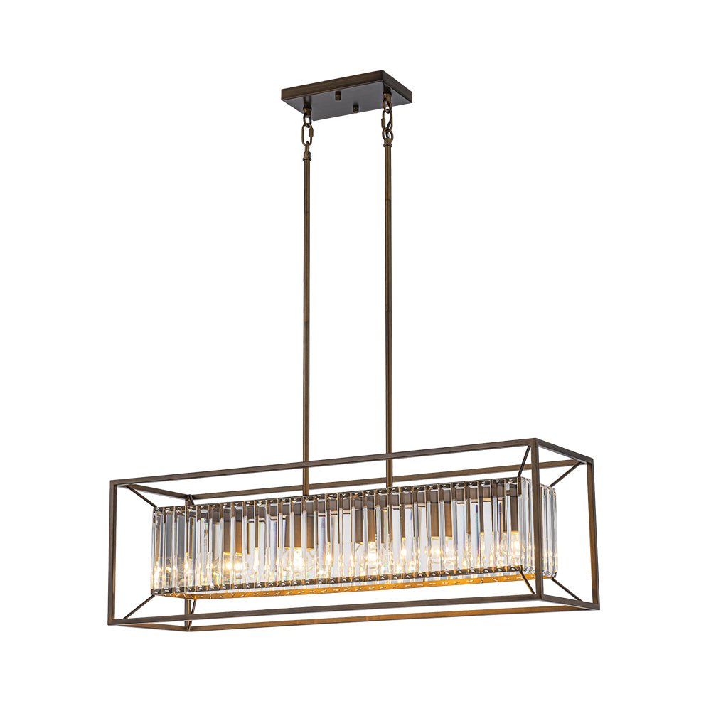 Jarnbruvyr Vintage Italy Glam Rectangular Linear Crystal Chandelier
