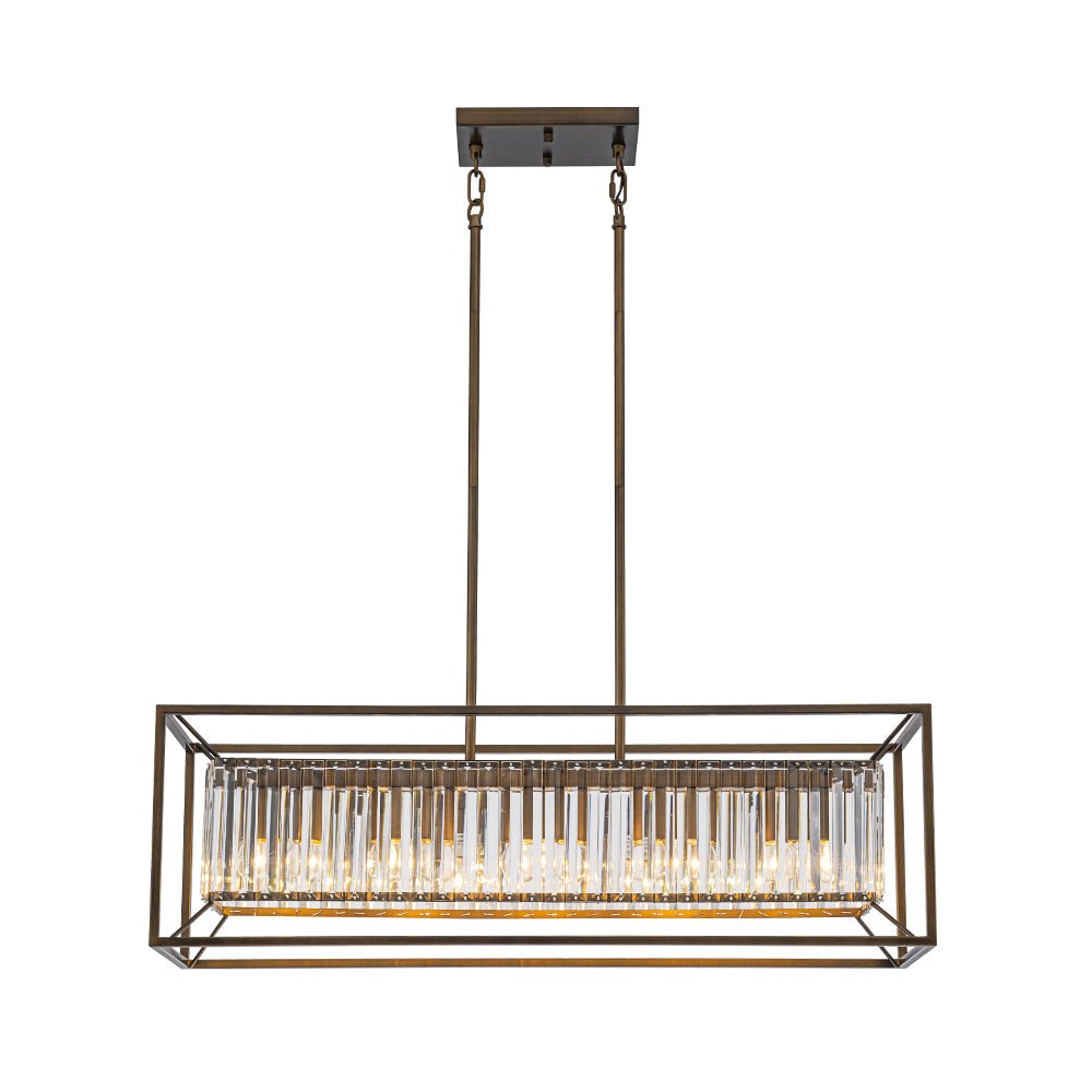 Jarnbruvyr Vintage Italy Glam Rectangular Linear Crystal Chandelier
