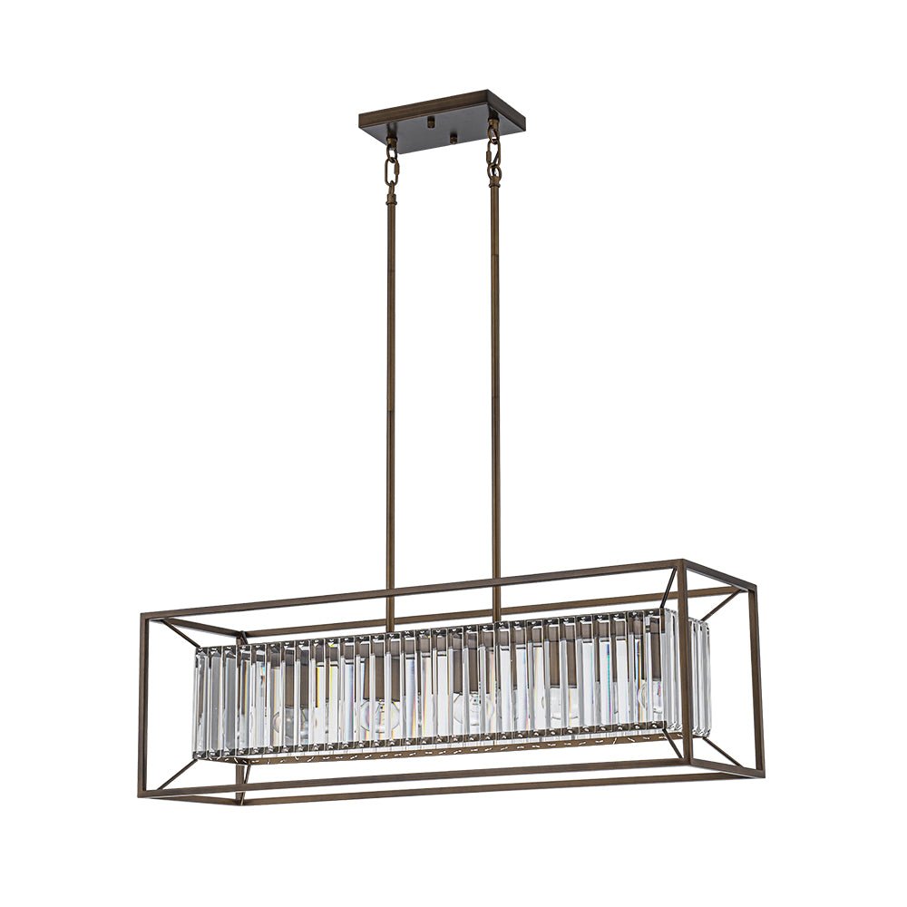 Jarnbruvyr Vintage Italy Glam Rectangular Linear Crystal Chandelier