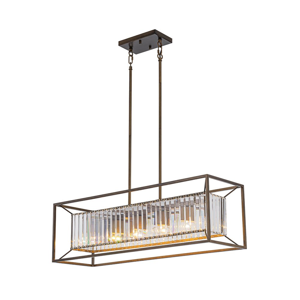 Jarnbruvyr Vintage Italy Glam Rectangular Linear Crystal Chandelier
