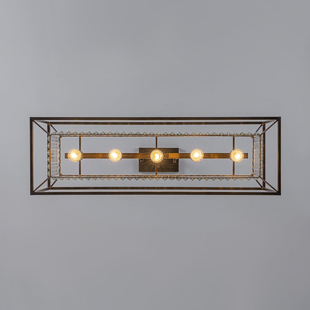 Jarnbruvyr Vintage Italy Glam Rectangular Linear Crystal Chandelier