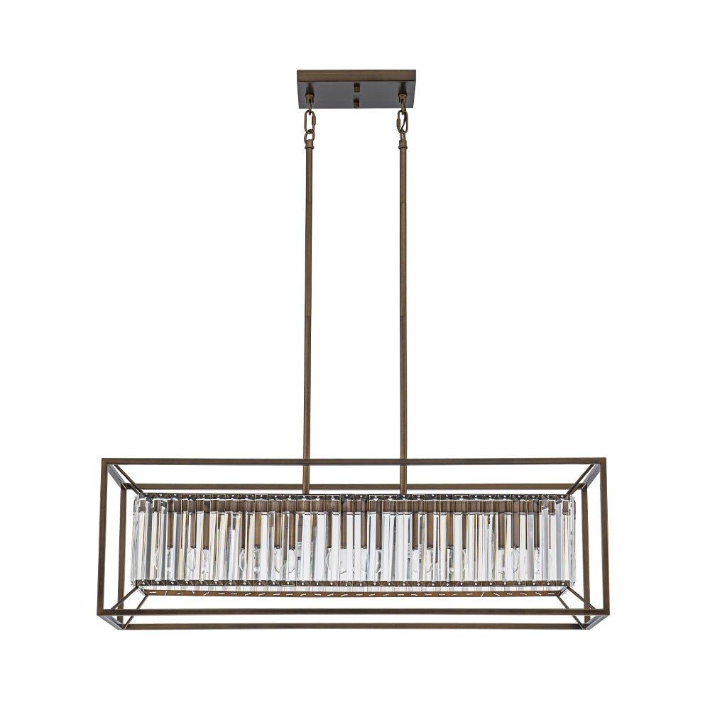 Jarnbruvyr Vintage Italy Glam Rectangular Linear Crystal Chandelier