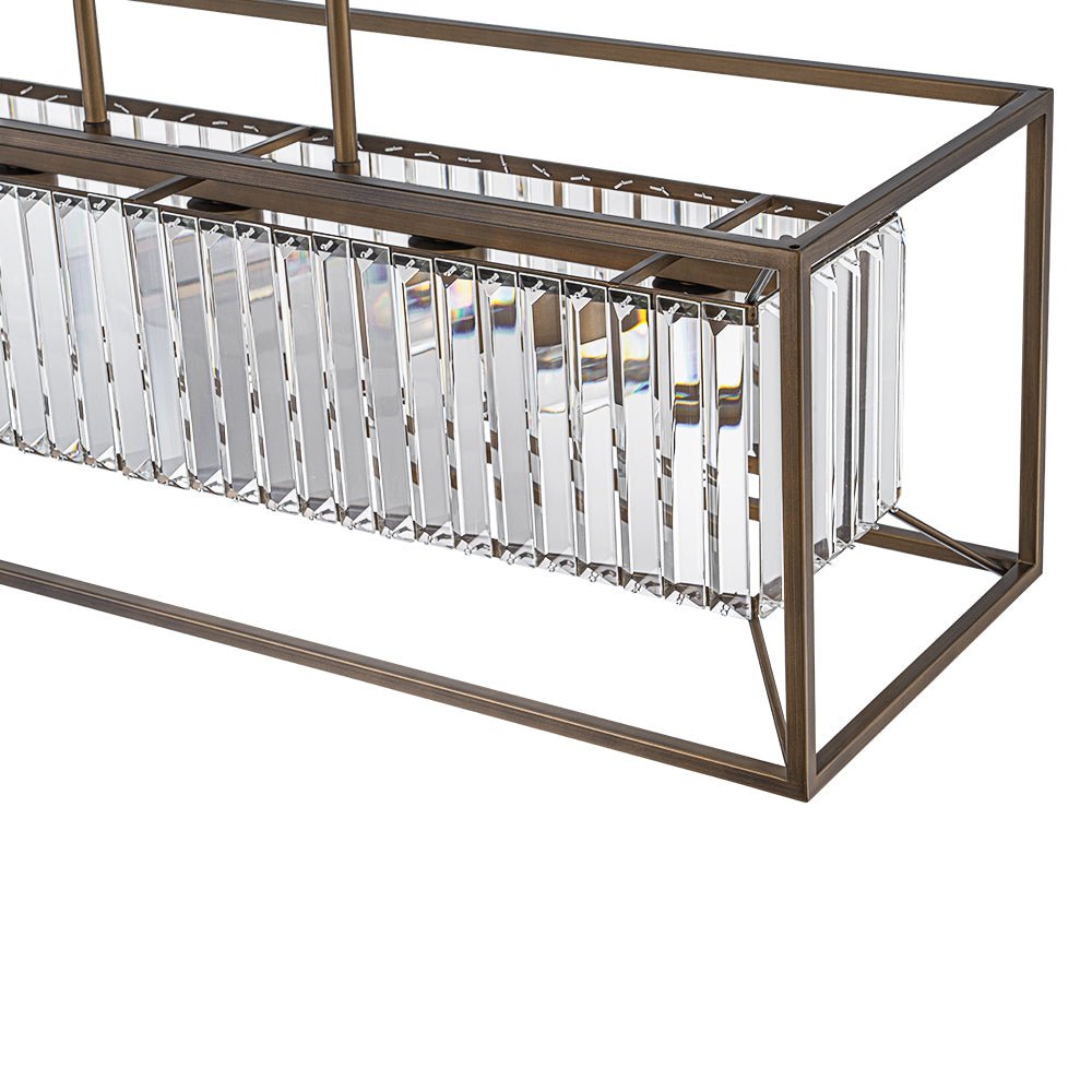 Jarnbruvyr Vintage Italy Glam Rectangular Linear Crystal Chandelier