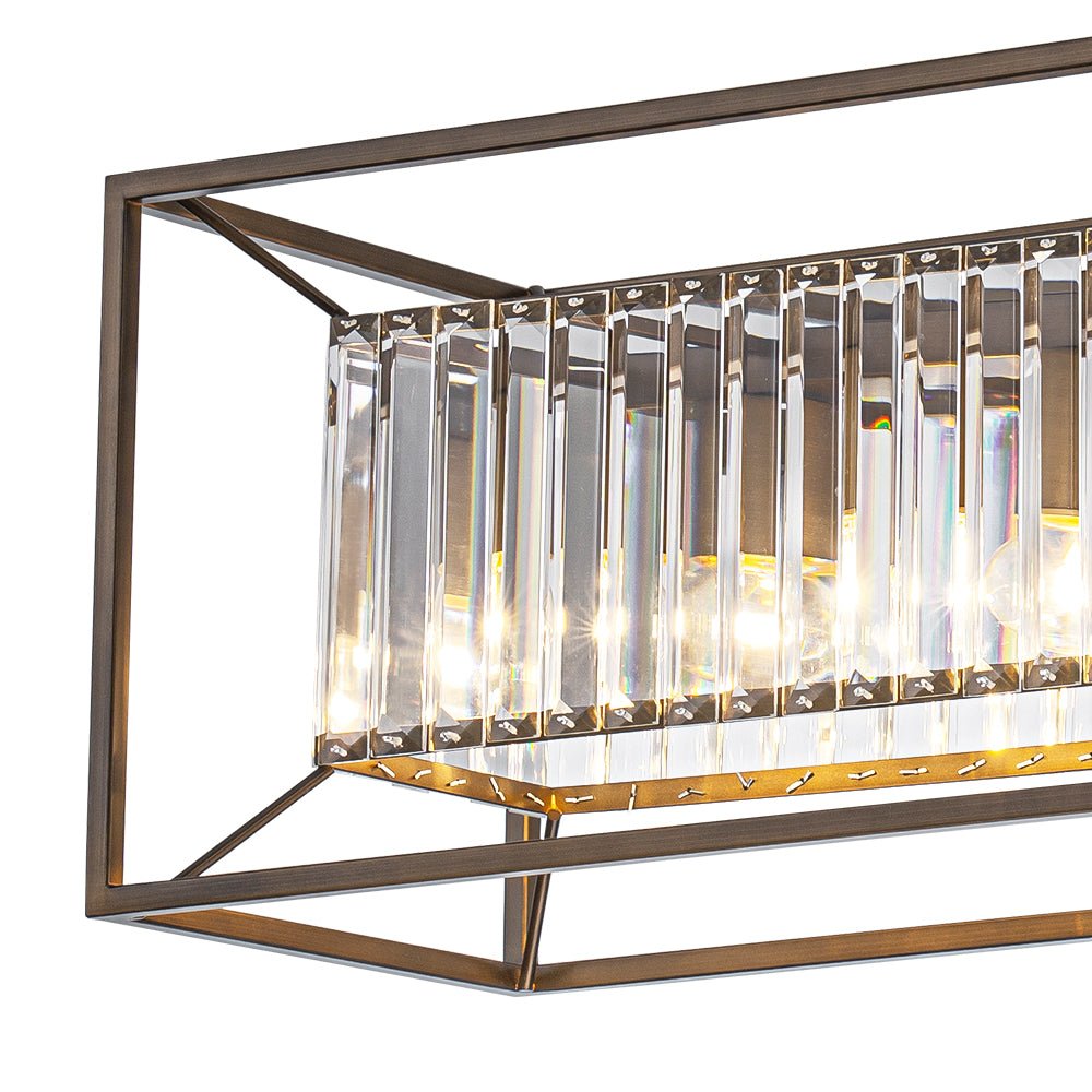 Jarnbruvyr Vintage Italy Glam Rectangular Linear Crystal Chandelier
