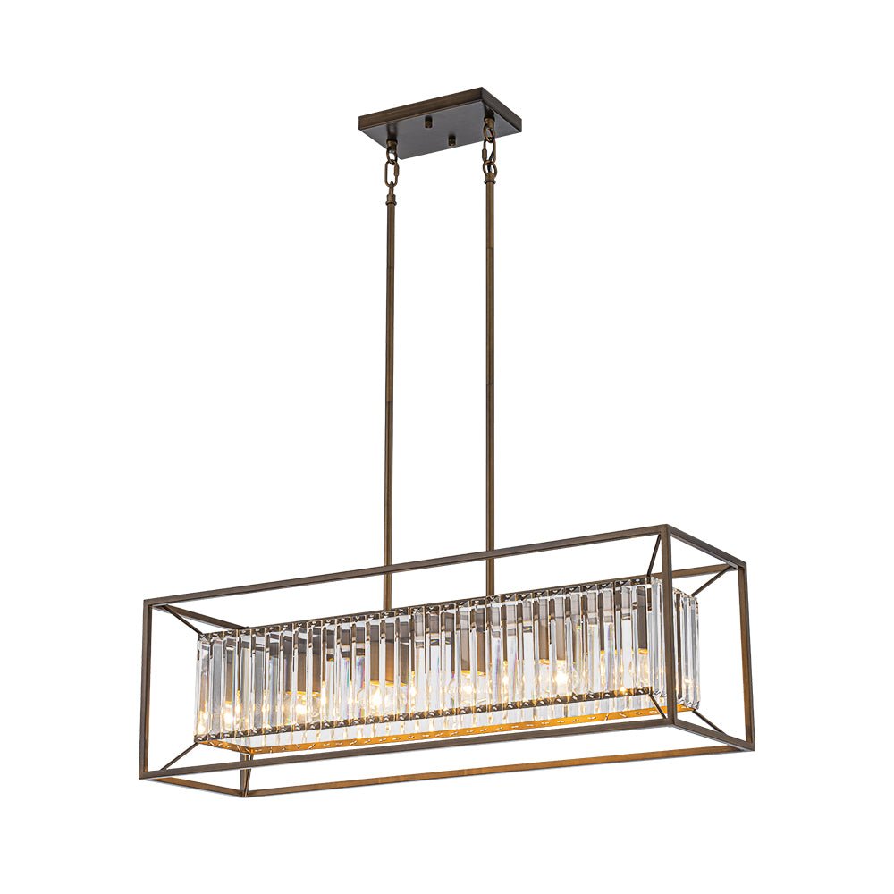 Jarnbruvyr Vintage Italy Glam Rectangular Linear Crystal Chandelier