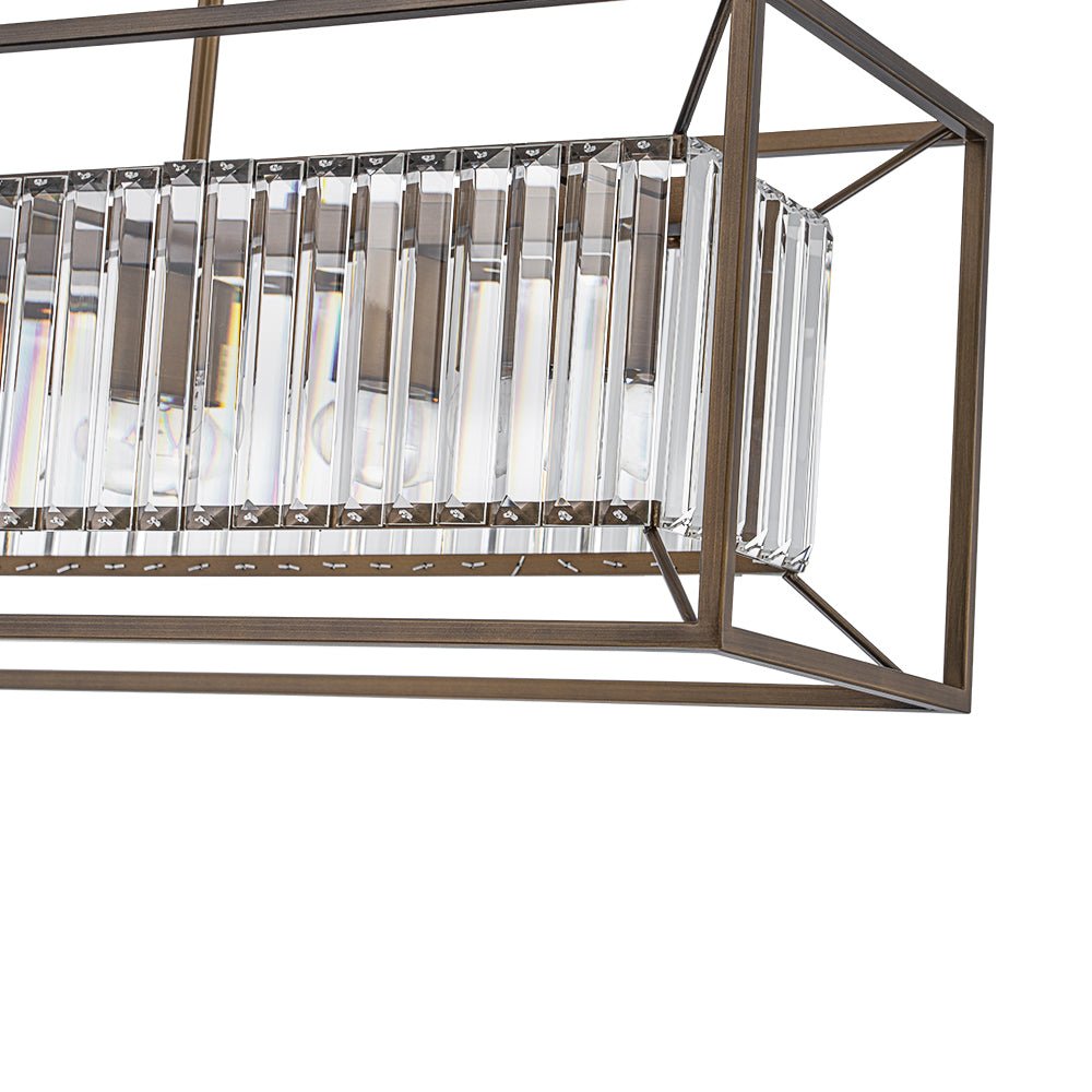 Jarnbruvyr Vintage Italy Glam Rectangular Linear Crystal Chandelier