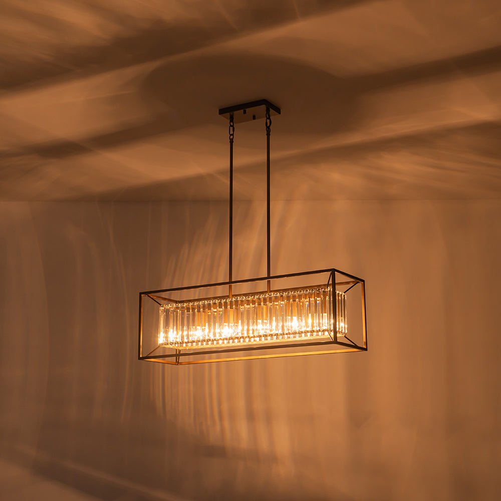 Jarnbruvyr Vintage Italy Glam Rectangular Linear Crystal Chandelier