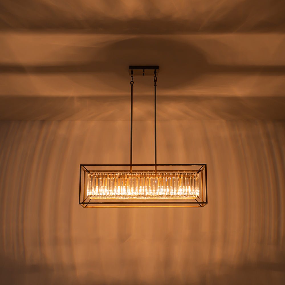 Jarnbruvyr Vintage Italy Glam Rectangular Linear Crystal Chandelier