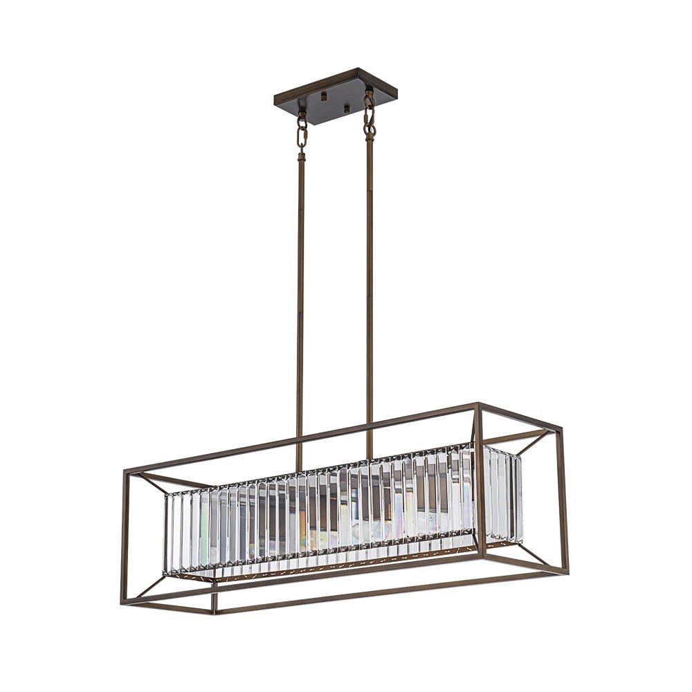 Jarnbruvyr Vintage Italy Glam Rectangular Linear Crystal Chandelier