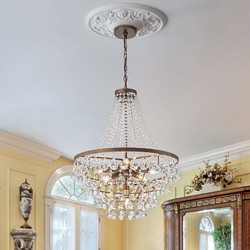 Ornen Vintage Luxury Antique Bronze Crystal Chandelier