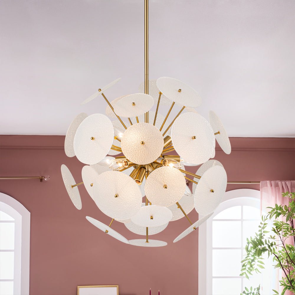 Blikuvya Disc Dandelion Sunburst Glass Chandelier