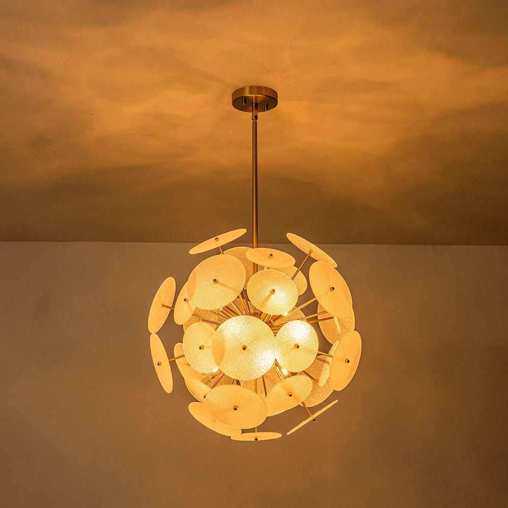 Blikuvya Disc Dandelion Sunburst Glass Chandelier