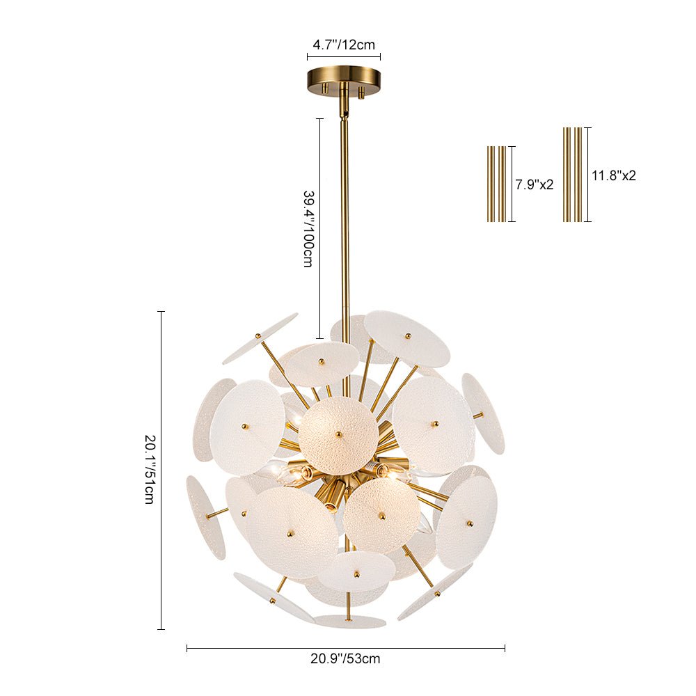 Blikuvya Disc Dandelion Sunburst Glass Chandelier