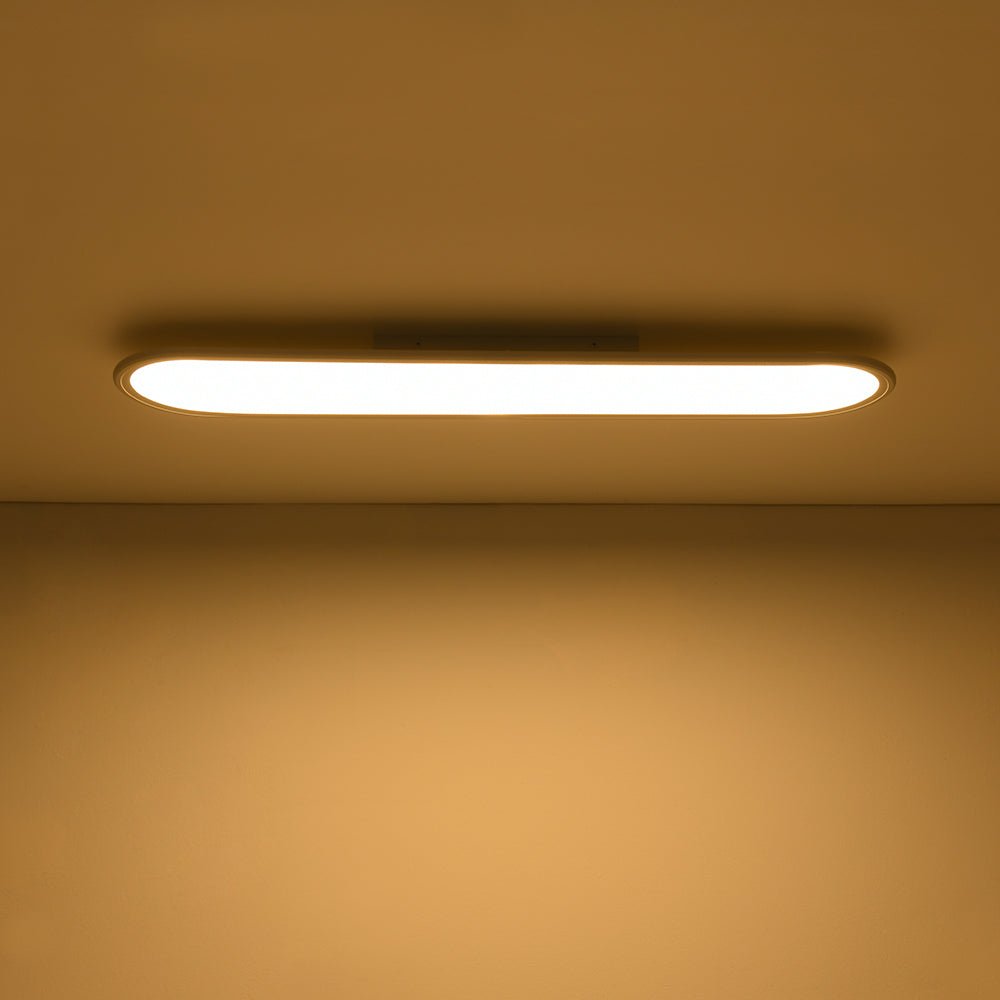 Aevuvyt Long Oval Dimmable LED White Metal Semi Flush Mount Ceiling Light