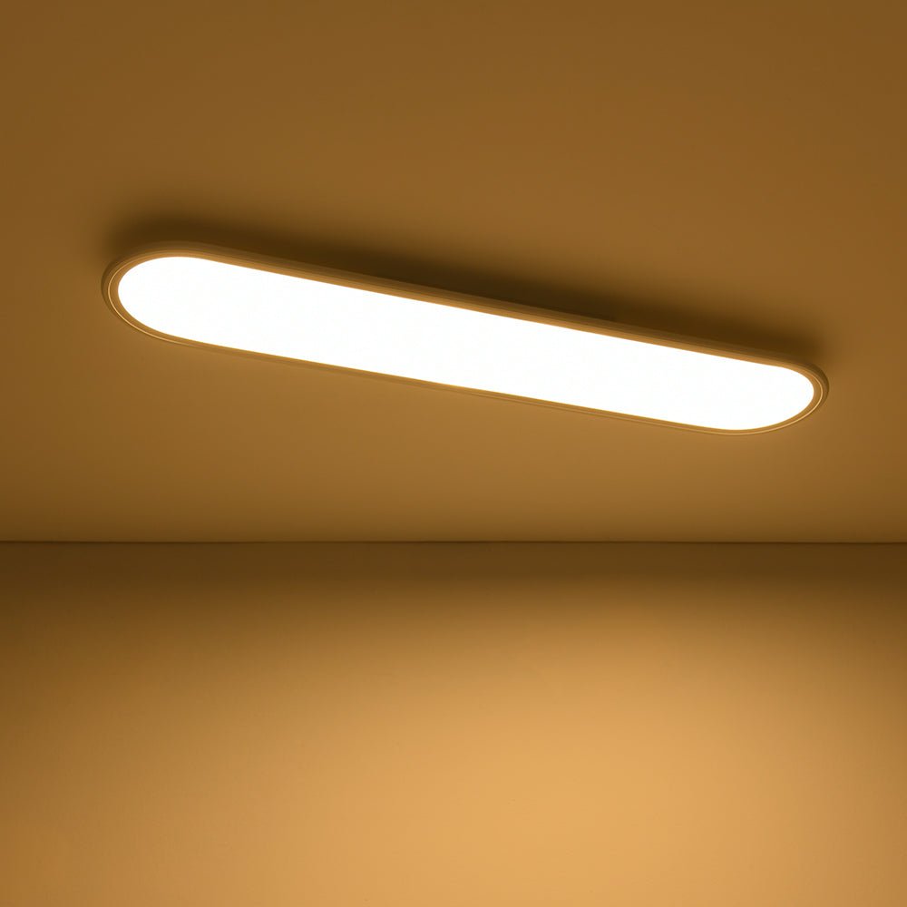 Aevuvyt Long Oval Dimmable LED White Metal Semi Flush Mount Ceiling Light