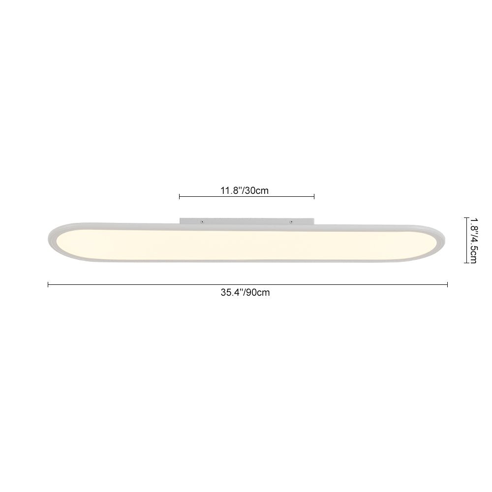 Aevuvyt Long Oval Dimmable LED White Metal Semi Flush Mount Ceiling Light