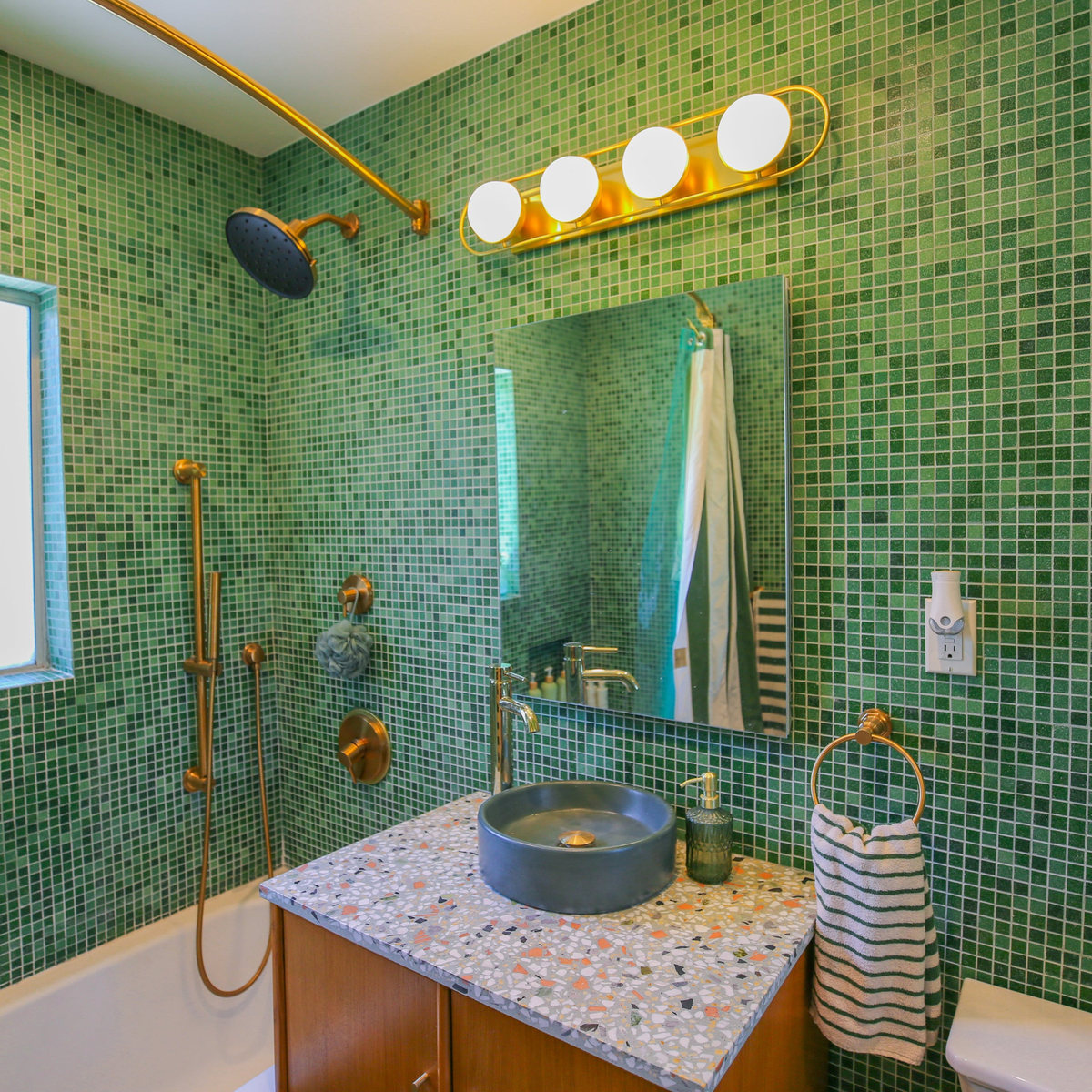 Sia Aged Brass Globe Vanity Sconce