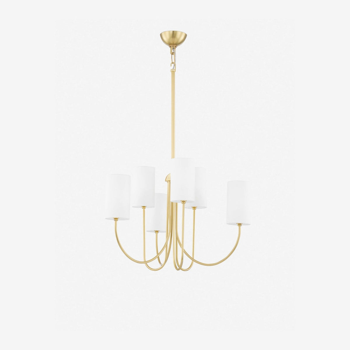 Julian Aged Brass Linen Shade Chandelier 8-Light