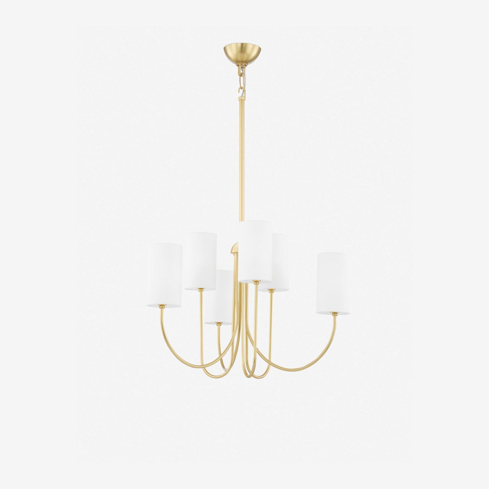Julian Aged Brass Linen Shade Chandelier 8-Light