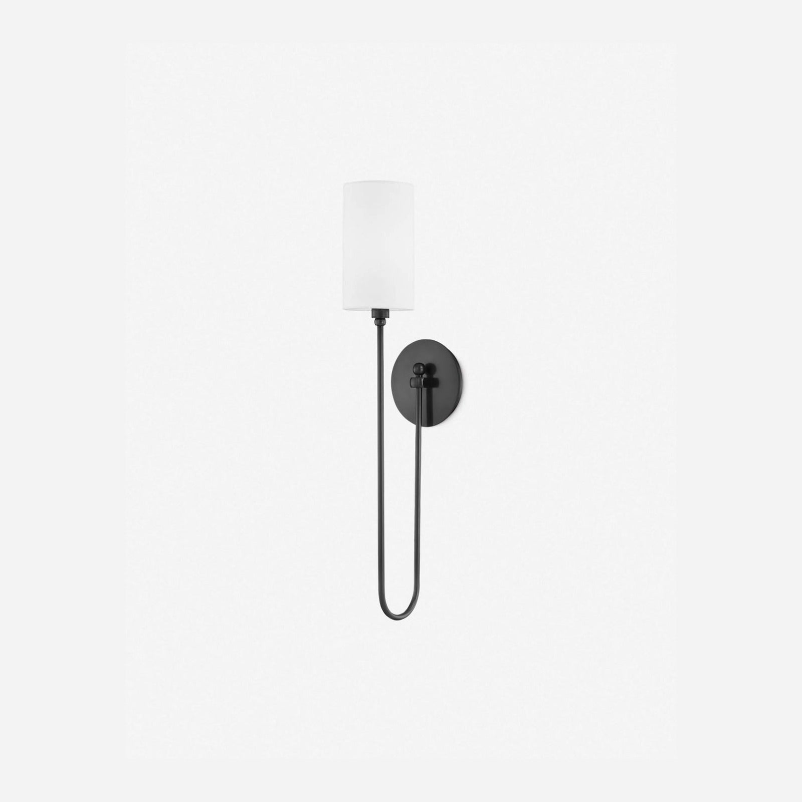 Finnian Aged Brass White Linen Wall Sconce