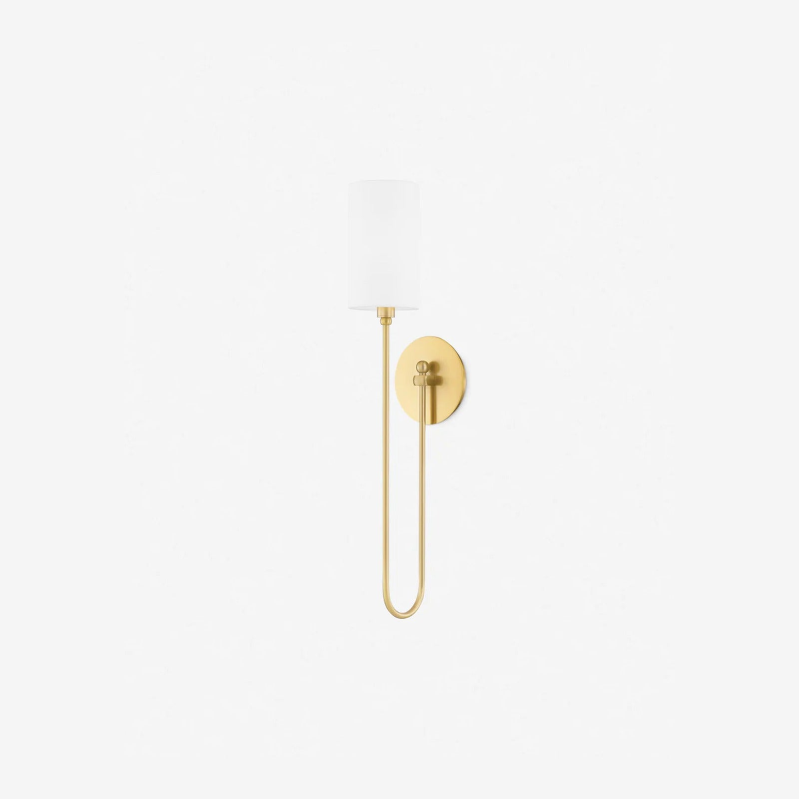 Finnian Aged Brass White Linen Wall Sconce