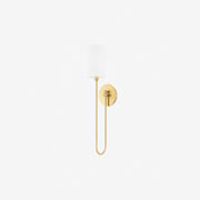 Finnian Aged Brass White Linen Wall Sconce