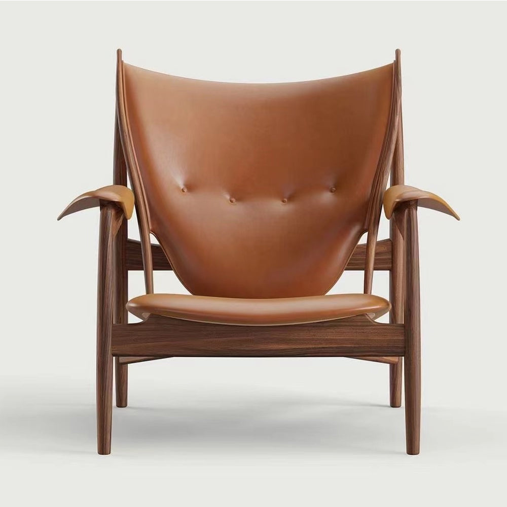 Kendra Room Chairs Leather & Wood Chieftain Chair Outdoor Lounge Chair