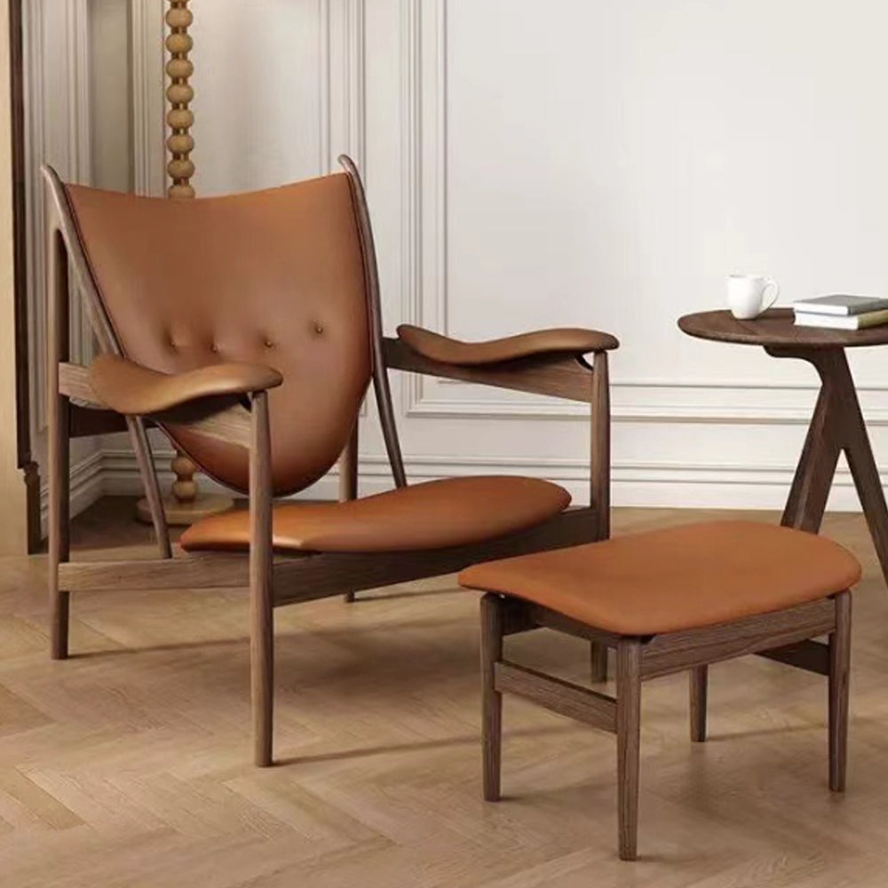 Kendra Room Chairs Leather & Wood Chieftain Chair Outdoor Lounge Chair