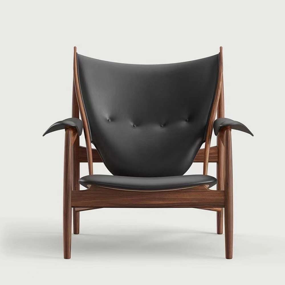 Kendra Room Chairs Leather & Wood Chieftain Chair Outdoor Lounge Chair