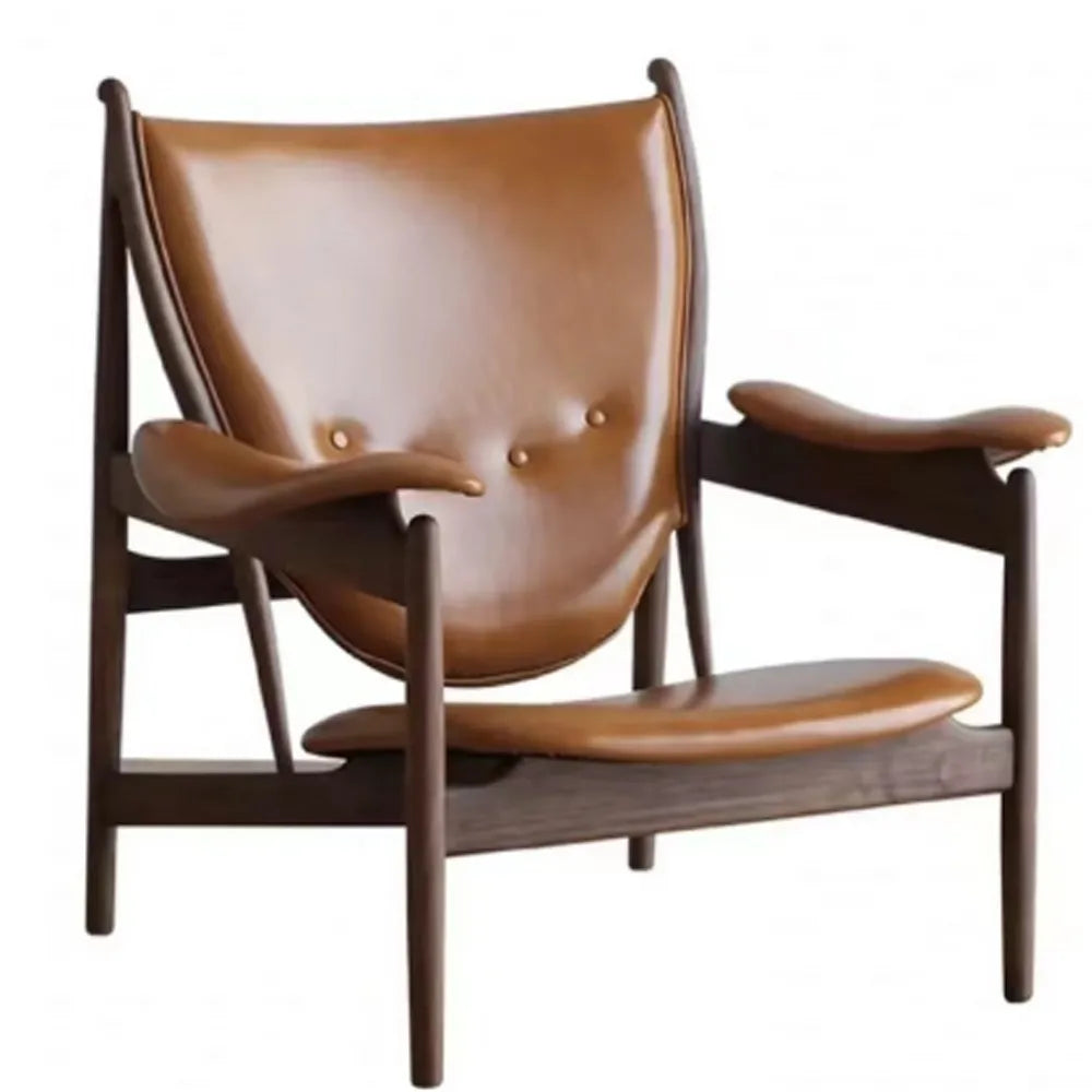 Kendra Room Chairs Leather & Wood Chieftain Chair Outdoor Lounge Chair
