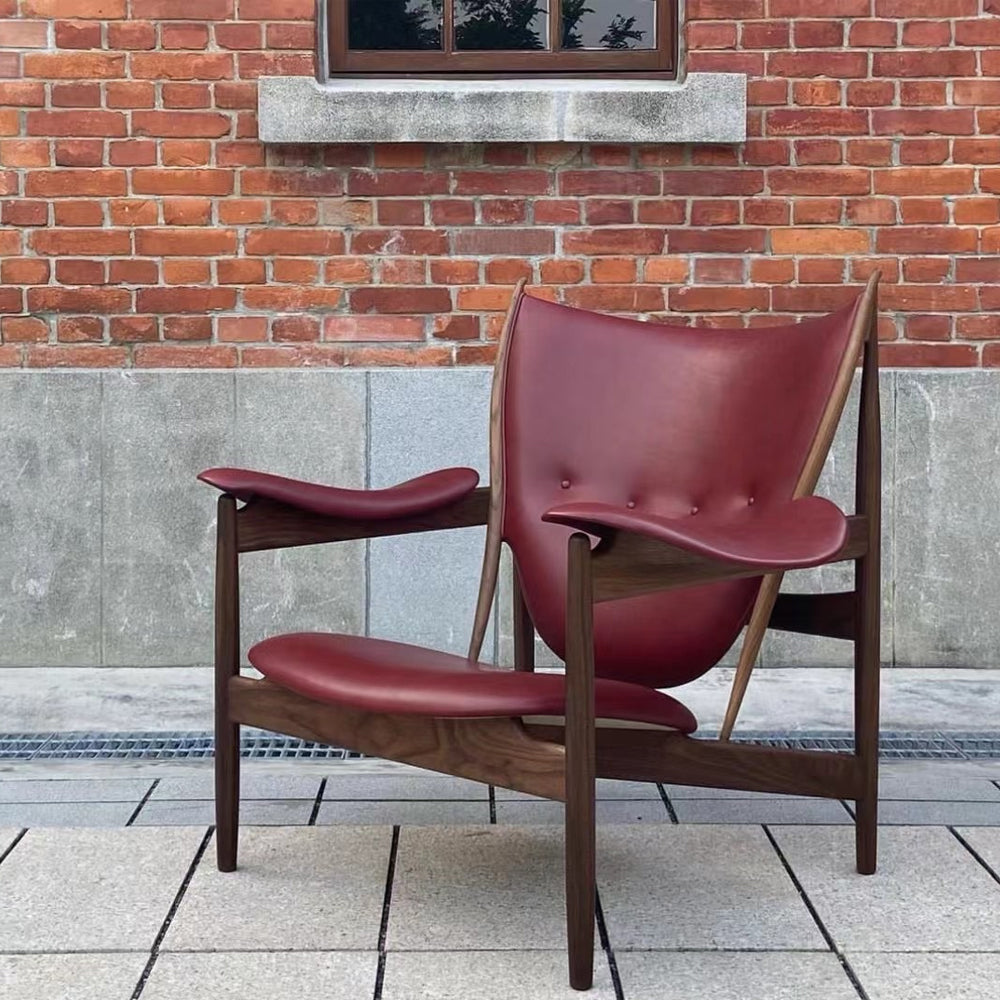 Kendra Room Chairs Leather & Wood Chieftain Chair Outdoor Lounge Chair