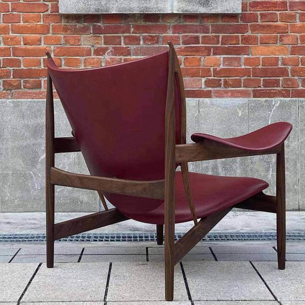 Kendra Room Chairs Leather & Wood Chieftain Chair Outdoor Lounge Chair