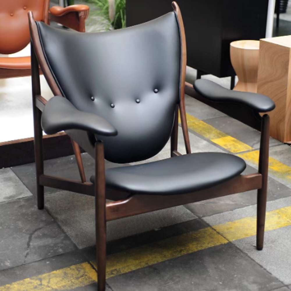 Kendra Room Chairs Leather & Wood Chieftain Chair Outdoor Lounge Chair