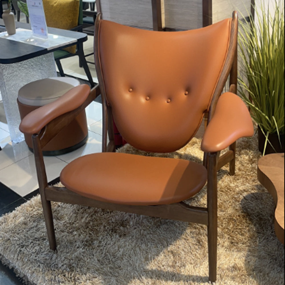 Kendra Room Chairs Leather & Wood Chieftain Chair Outdoor Lounge Chair