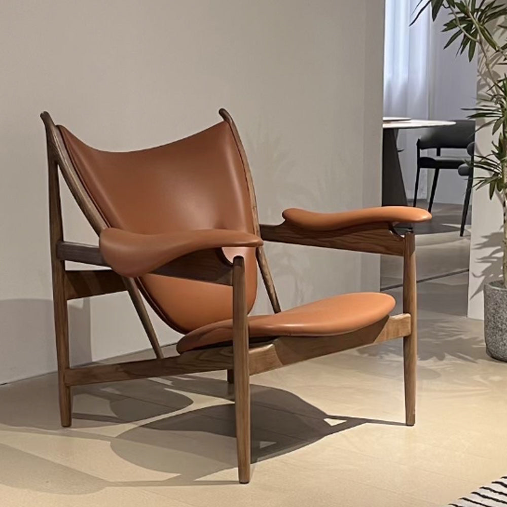 Kendra Room Chairs Leather & Wood Chieftain Chair Outdoor Lounge Chair