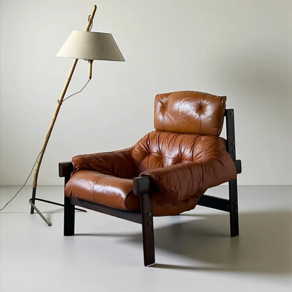 Beau Mp-41 Lounge Chair Mid Century Modern Leather Accent Chair