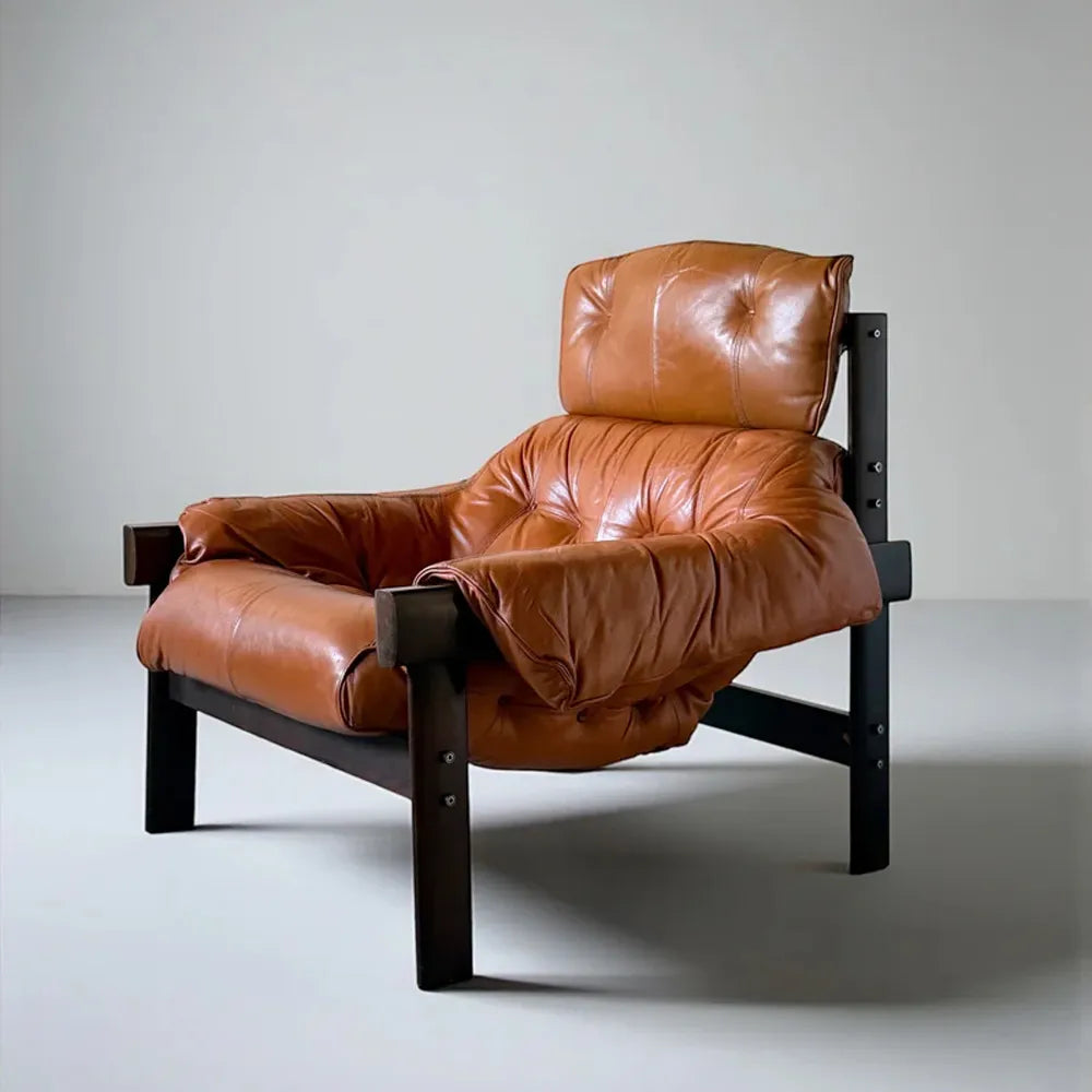 Beau Mp-41 Lounge Chair Mid Century Modern Leather Accent Chair